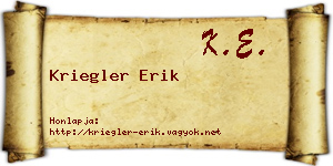 Kriegler Erik névjegykártya